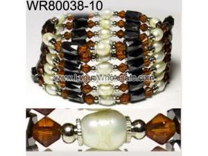 36inch Coffee Glass, Freshwater Pearl Magnetic Wrap Bracelet Necklace All in One Set